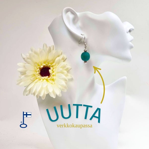 Uutuus korvakorut k&auml;sinv&auml;rj&auml;tyist&auml; puuhelmist&auml;